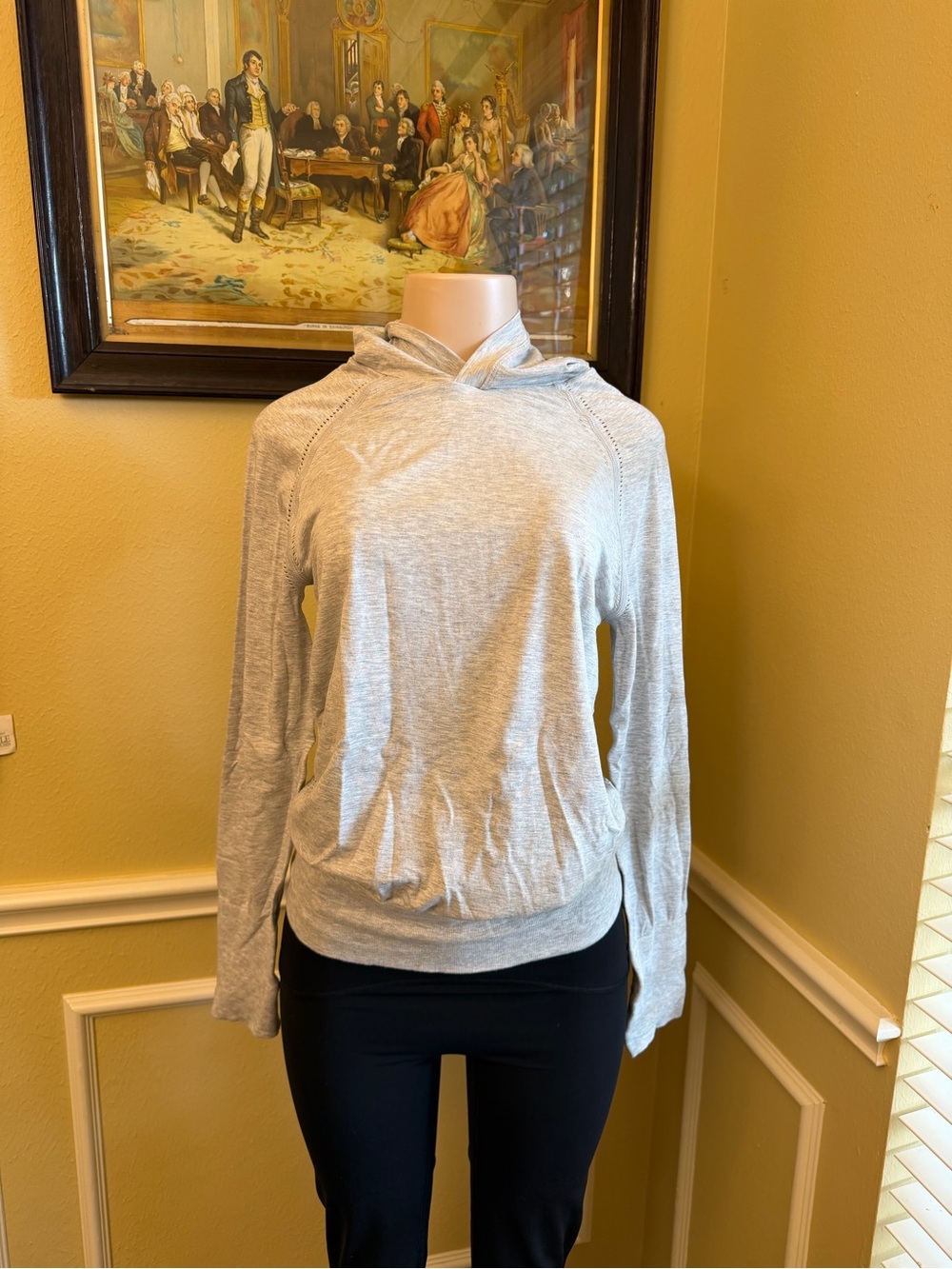Light Gray Women's Hooded Pullover Top